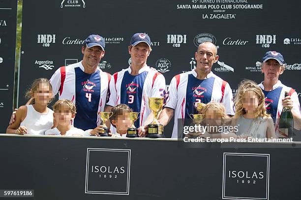 Luis Alfonso de Borbon , his daughter Eugenia de Borbon and his twin sons Luis de Borbon and Alfonso de Borbon attend the Cartier Golden Cup Cup...