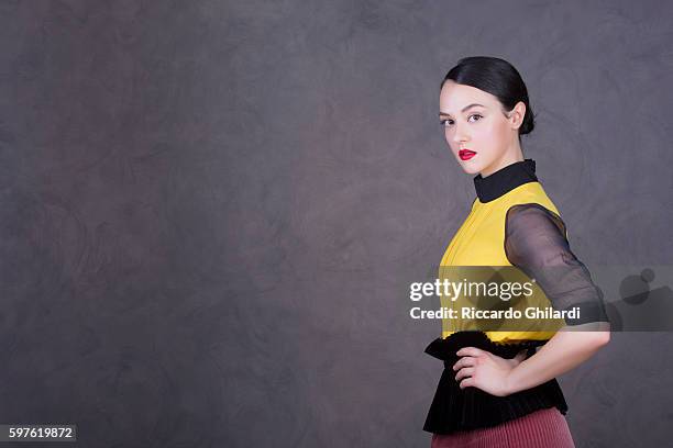 Actress Marta Gastini is photographed for for Self Assignment on July 2, 2016 in Taormina, Italy.