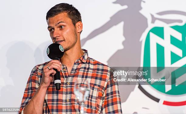 Thomas Woerle, head coach of Bayern Muenchen women's team during the Allianz Frauen Bundesliga season opening press conference at DFB Headquarter on...