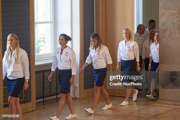 Olympic medalists from Rio before meeting with Prime Minister of Poland, Beata Szydlo in Warsaw, Poland on 29 August 2016