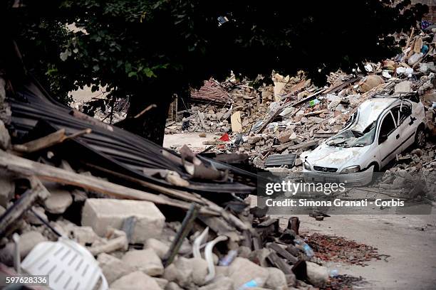 Saletta, ITALY Collapsed buildings in Saletta,a hamlet of Amatrice, earthquake in central Italy was struck by a powerful, 6.2-magnitude earthquake in...