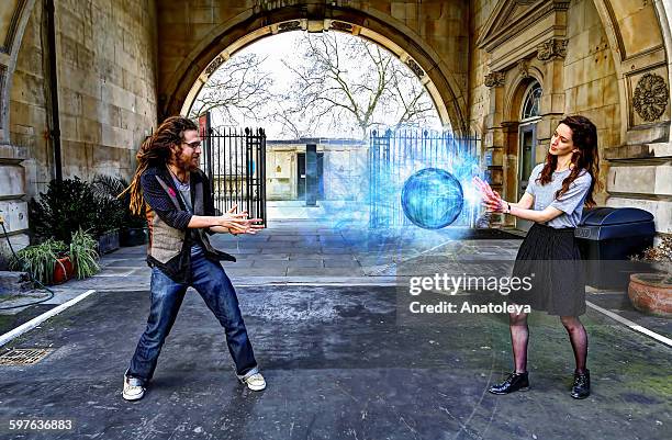 hadouken energy ball - anatoleya stock pictures, royalty-free photos & images