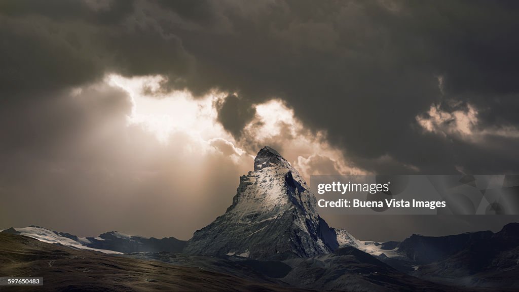 The Matterhorn under a cloudy sky