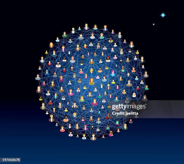 social network sphere - person on black background stock illustrations