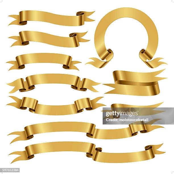 banner und schriftrollen in goldfarbe - transparent stock-grafiken, -clipart, -cartoons und -symbole