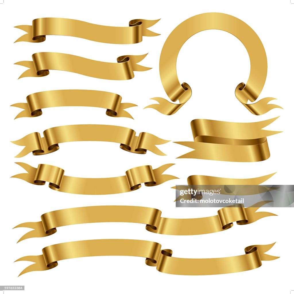 Banners and scrolls in gold color