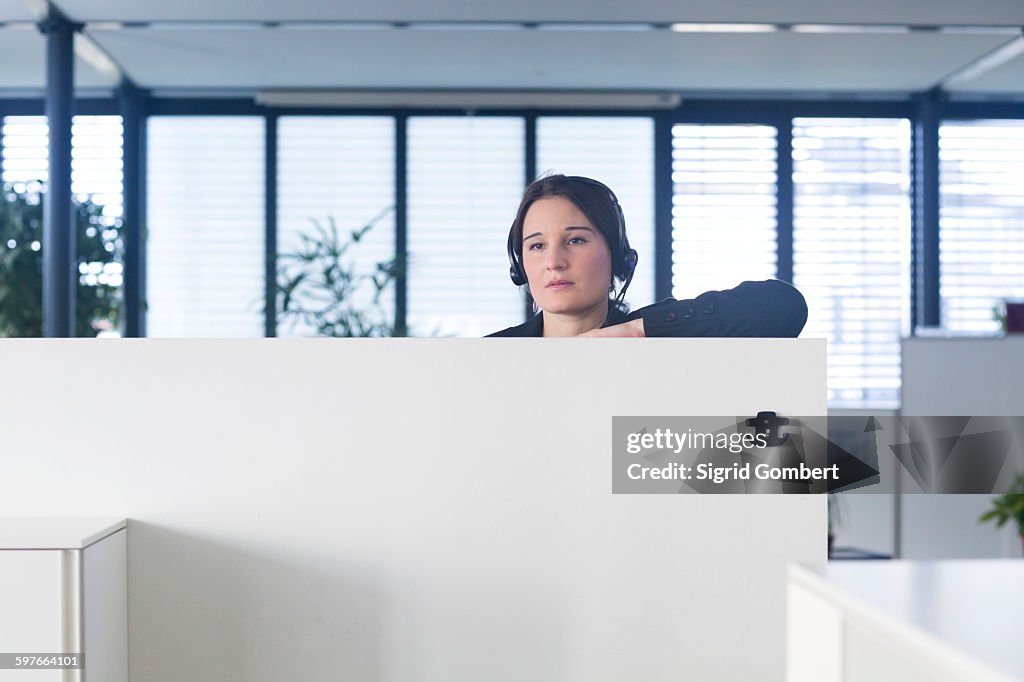 Telephonist working in office