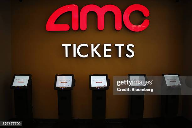 Entertainment Holdings Inc. Self service ticketing kiosks stand inside the Easton Town Center shopping mall in Columbus, Ohio, U.S., on Tuesday, Aug....