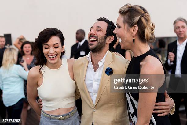 Actress Britt Lower Actor Desmin Borges and Actress Collette Wolfe pose for a picture at the after party for the Premiere Of FXX's "You're The Worst"...