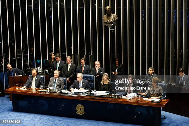 First Secretary Senator Vicentinho Alves, President of the Senate Renan Calheiros, Brazilian judge and the current president of the Supreme Federal...