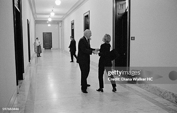 Senator Hillary Rodham Clinton and Senator Patrick Leahy are photographed for Time Magazine on July 19, 2010 in Washington DC. Senator Clinton runs...