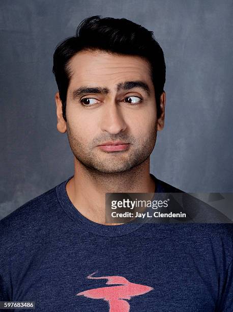 Actor and comedian Kumail Nanjiani of 'Silicon Valley' is photographed for Los Angeles Times at San Diego Comic Con on July 22, 2016 in San Diego,...