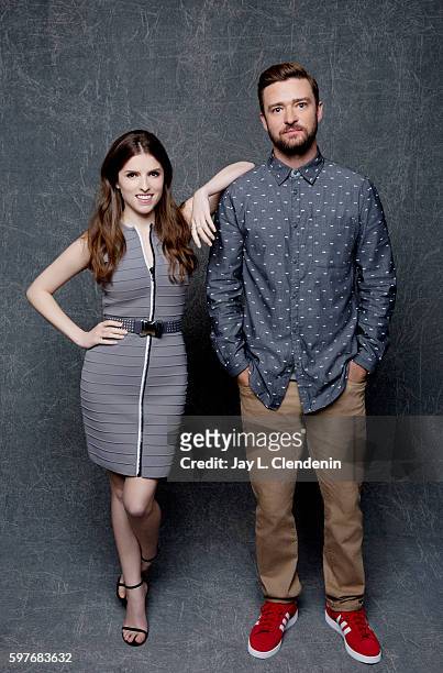 Actress Anna Kendrick and Actor Justin Timberlake of Dreamworks's 'Trolls' are photographed for Los Angeles Times at San Diego Comic Con on July 22,...
