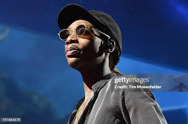 Wiz Khalifa performs during "The High Road Summer Tour" at Concord Pavilion on August 28, 2016 in Concord, California.
