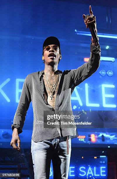 Wiz Khalifa performs during "The High Road Summer Tour" at Concord Pavilion on August 28, 2016 in Concord, California.