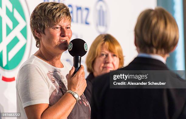 Manager Karin Danner of FC Bayern Munich attends the Allianz Frauen Bundesliga season opening press conference at DFB Headquarter on August 29, 2016...