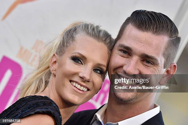 Actress Heather Morris and husband Taylor Hubbell arrive at the premiere of Warner Bros. Pictures' 'War Dogs' at TCL Chinese Theatre on August 15,...