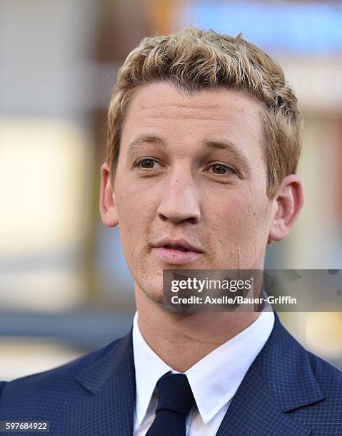 Actor Miles Teller arrives at the premiere of Warner Bros. Pictures' 'War Dogs' at TCL Chinese Theatre on August 15, 2016 in Hollywood, California.