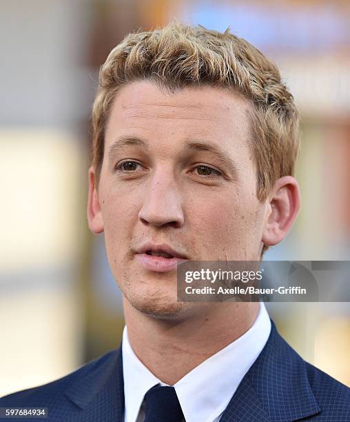 Actor Miles Teller arrives at the premiere of Warner Bros. Pictures' 'War Dogs' at TCL Chinese Theatre on August 15, 2016 in Hollywood, California.