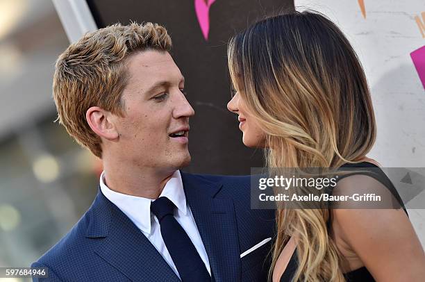 Actor Miles Teller and model Keleigh Sperry arrive at the premiere of Warner Bros. Pictures' 'War Dogs' at TCL Chinese Theatre on August 15, 2016 in...