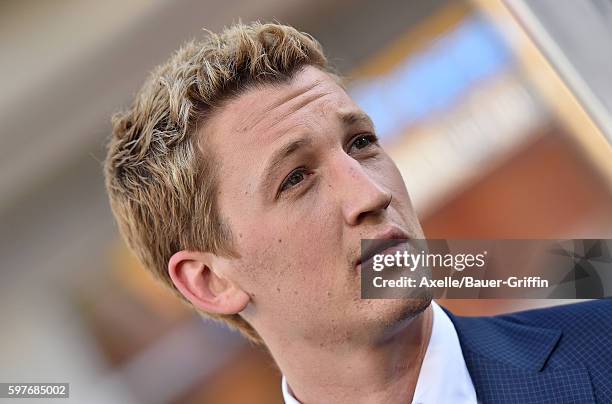 Actor Miles Teller arrives at the premiere of Warner Bros. Pictures' 'War Dogs' at TCL Chinese Theatre on August 15, 2016 in Hollywood, California.