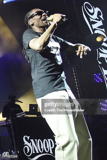 Snoop Dogg performs during "The High Road Summer Tour" at Concord Pavilion on August 28, 2016 in Concord, California.