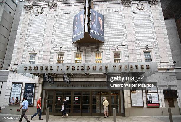 Theatre Marquee unveiling for 'Heisenberg' starring Mary Louise Parker and Denis Arndt at the Samuel J. Friedman Theatre on August 29, 2016 in New...