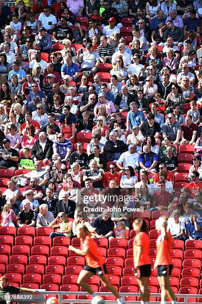 Fans of Liverpool at the main stand test event at Anfield on August 29, 2016 in Liverpool, England.