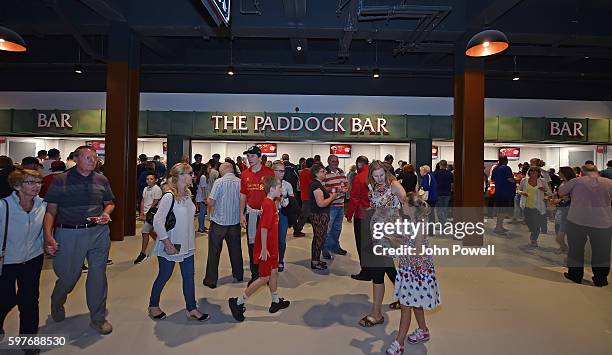 Fans of Liverpool at the main stand test event at Anfield on August 29, 2016 in Liverpool, England.