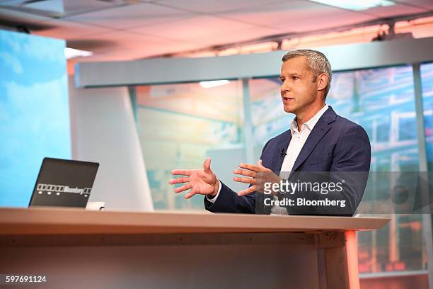 Bob Wheeler, chief executive officer of Airstream Inc., speaks during a Bloomberg Television interview in New York, U.S., on Monday, Aug. 29, 2016....