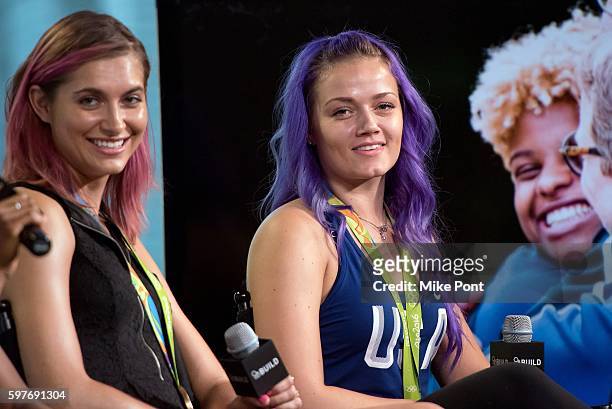 Olympic fencers Monica Aksamit and Dagmara Wozniak attend the AOL Build Speaker Series to discuss 2016 Rio Olympic Fencing at AOL HQ on August 29,...