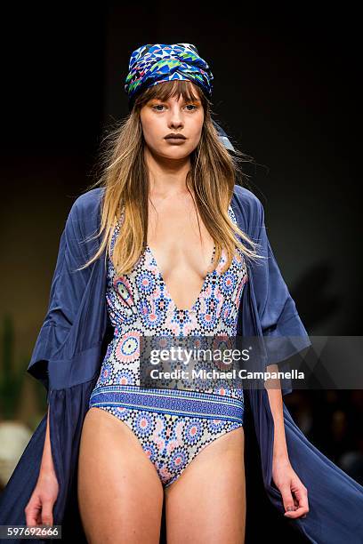 Model walks the runway during the By Malina show on the first day of Stockholm Fashion Week on August 29, 2016 in Stockholm, Sweden.