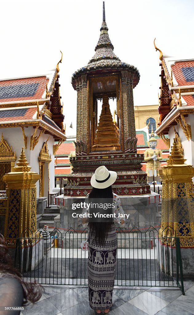 Tourist asian woman rear view