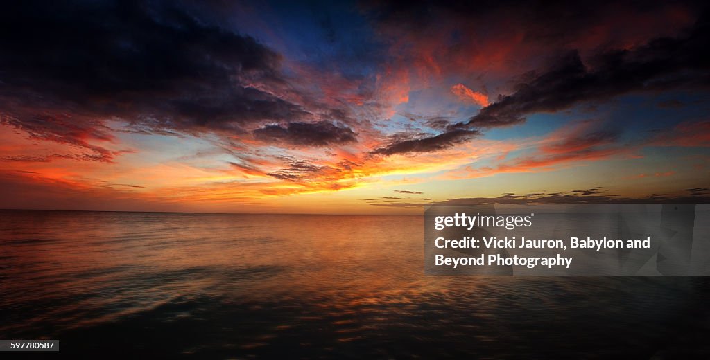 Sunset panorama over Fort Myers beach, Florida