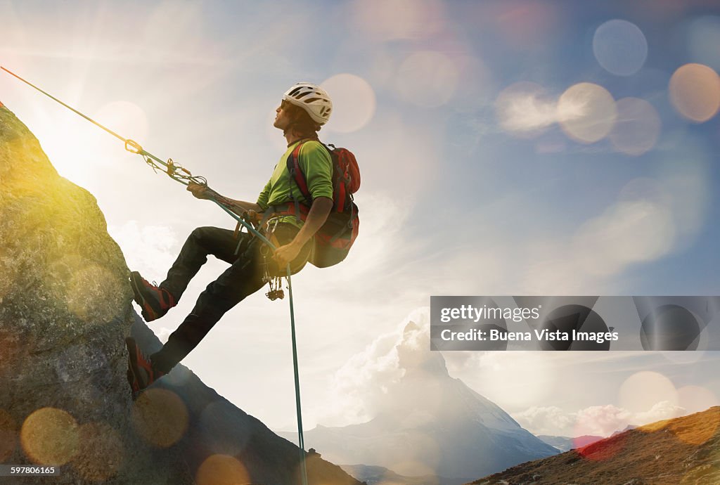 Climber on a rocky wall