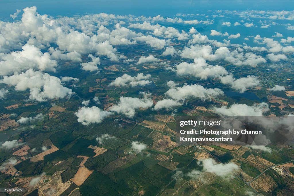 Aerial view of Cultivated land, Rayong, Thailand