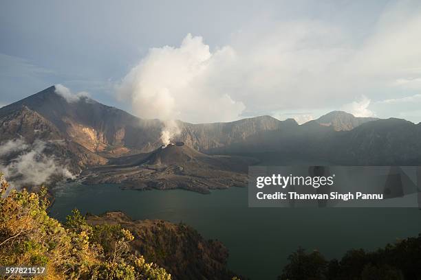 mount anak jari eruption, november 2015 - mount rinjani 個照片及圖片檔