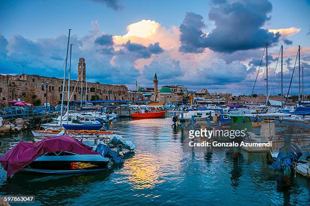 old port of akko in israel - israeli stock pictures, royalty-free photos & images