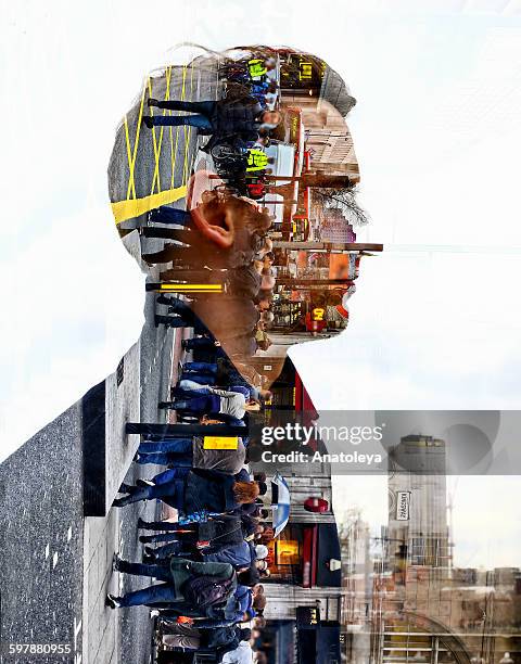 multiple exposure - man & london city - anatoleya stock pictures, royalty-free photos & images