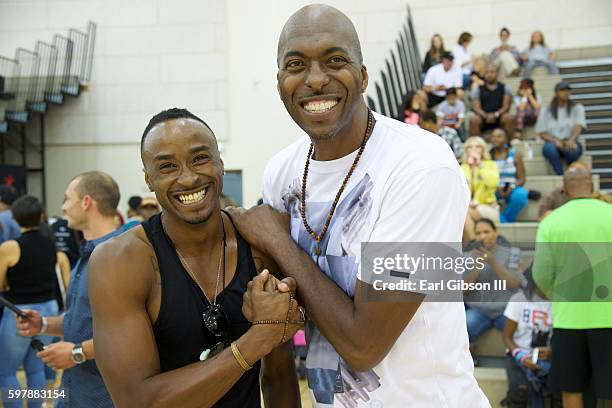 Actor/Model BR Lamar and Former NBA player John Salley attend the 4th Annual Kailand Obasi Hoop-Life Fundraiser at USC Galen Center on August 28,...