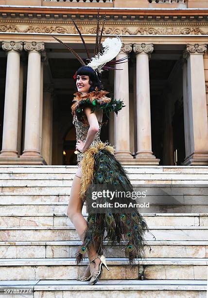 Performer Porcelain Alice poses during the 2016 Sydney Fringe Festival launch at Sydney Town Hall on August 31, 2016 in Sydney, Australia.