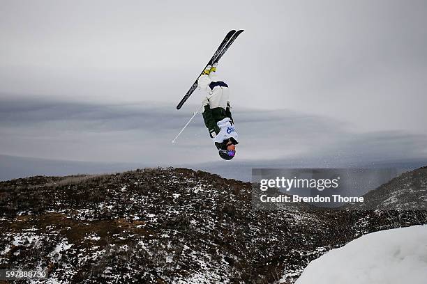 Britt Cox of Australia wins day one of the Subaru Australian Mogul Championships on August 30, 2016 in Perisher, Australia.