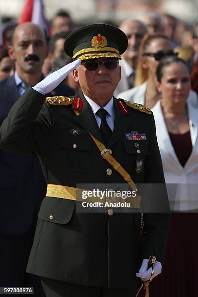 1st Army Commander Musa Avsever attends ceremony at Taksim Republic Monument to mark 94th Anniversary of Turkeys Victory Day in Istanbul, Turkey on...