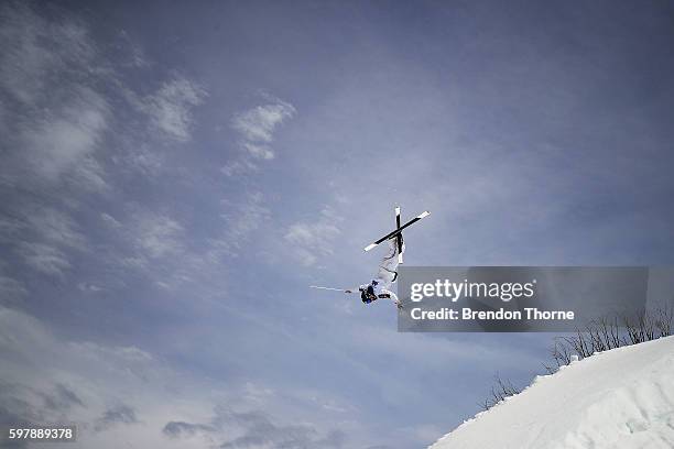 Benjamin Cavet of France competes during the Subaru Australian Mogul Championships on August 30, 2016 in Perisher, Australia.