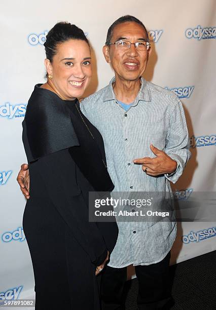 Actress Eileen Galindo and writer Henry Ong arrive for the Reading Of "The Blade Of Jealousy/La Celsa De Misma" held at The Odyssey Theatre on August...