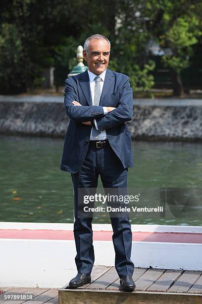 Director of the festival Alberto Barbera arrives at Lido during the 73rd Venice Film Festival on August 30, 2016 in Venice, Italy.