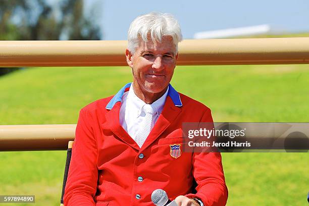 Rich Fellers, U.S. Olympic team attends the preview of 'Longines Masters Experience' at Long Beach Harbor Lighthouse on August 29, 2016 in Long...