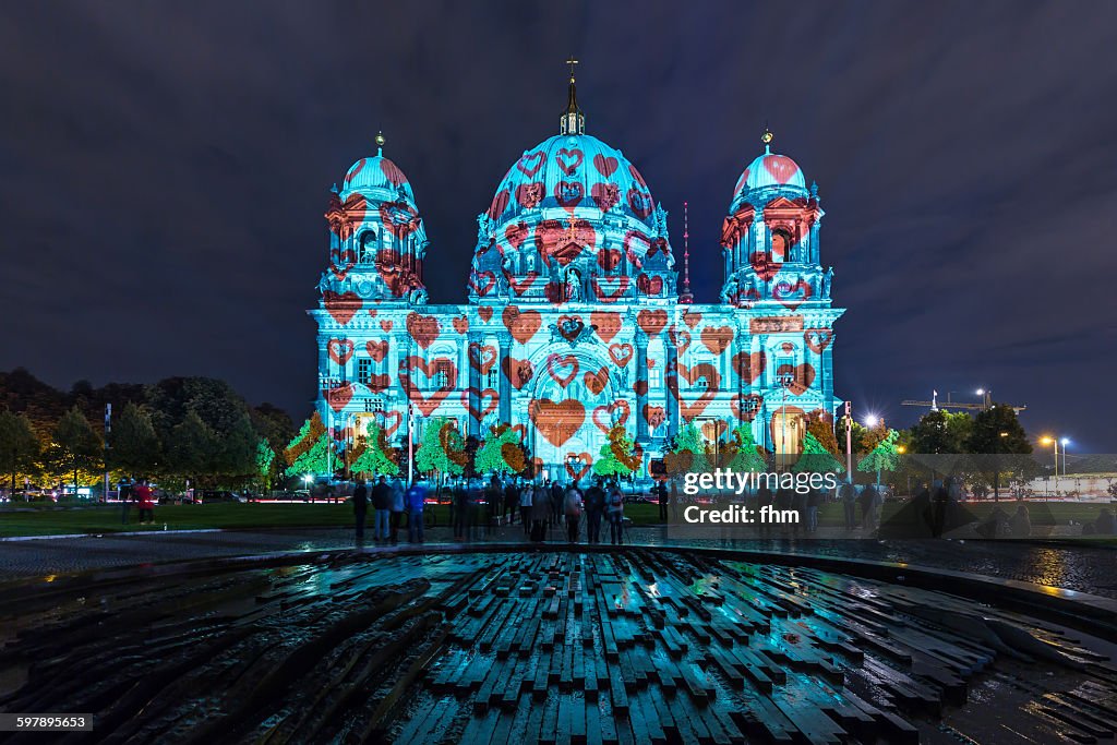 Berlin cathedral in heart-illumination