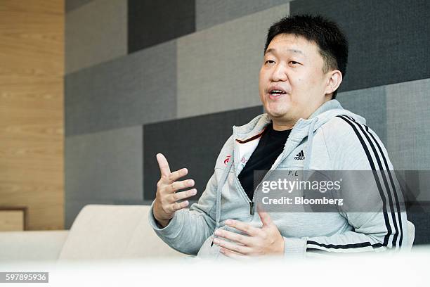 Forrest Li, founder and group chief executive officer of Garena Interactive Holding Ltd., speaks during an interview at the company's headquarters in...