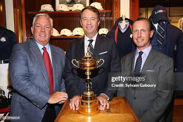 Jeff Price, Davis Love III and Bill Huntington attend POLO Ralph Lauren and Davis Love III Celebrate the 41st Annual Ryder Cup on August 29, 2016 in...